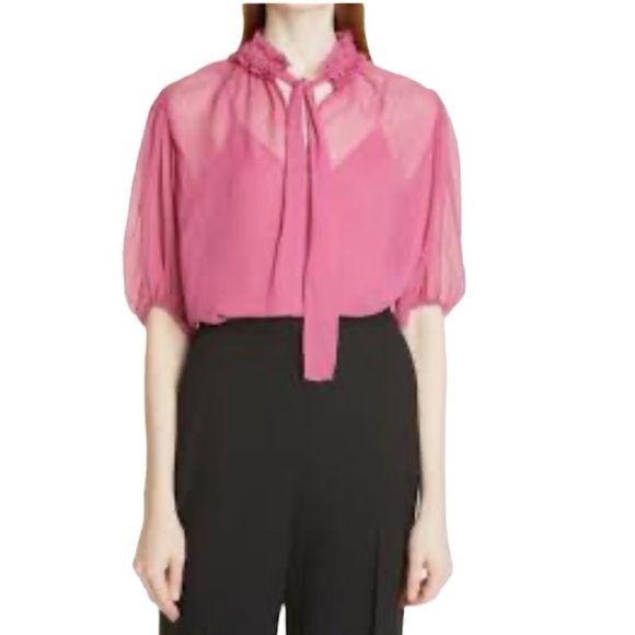 Rebecca Taylor Tops - Rebecca Taylor Silk Bow Blouse In Azalea Size Small